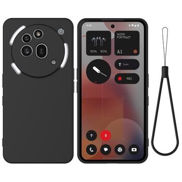 Coque Nothing Phone (3a) Pro en silicone liquide avec dragonne - Noire