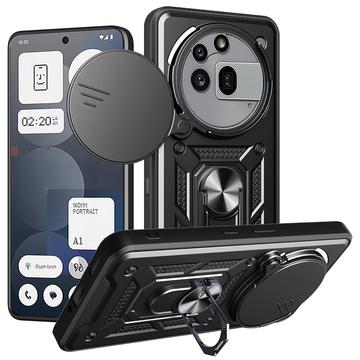 Coque Hybride Nothing Phone (3a) Pro à Anneau Rotatif avec Protection pour Appareil Photo - Noire