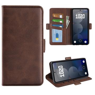Etui portefeuille Nothing Phone (3a) Pro avec fermeture magnétique - Texture Veau - Marron