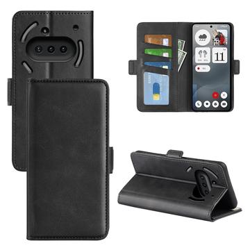 Etui portefeuille Nothing Phone (3a) avec fermeture magnétique - Texture Veau - Noir