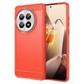 Coque OnePlus 13 en TPU Brossé - Fibre de Carbone - Rouge