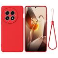 Coque OnePlus 13 en silicone liquide avec dragonne - Rouge