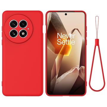 Coque OnePlus 13 en silicone liquide avec dragonne - Rouge