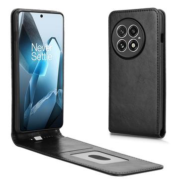 Étui à Rabat Vertical OnePlus 13 avec Porte-Cartes - Noir
