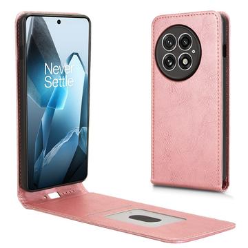 Étui à Rabat Vertical OnePlus 13 avec Porte-Cartes - Rose Doré