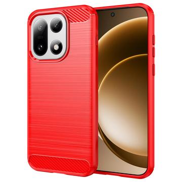Coque OnePlus 15 en TPU Brossé - Fibre de Carbone - Rouge