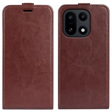 Étui à Rabat Vertical OnePlus 15 avec Porte-Cartes - Marron