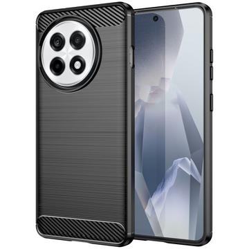 Coque OnePlus Ace 5/5 Pro/13R en TPU Brossé - Fibre de Carbone - Noire