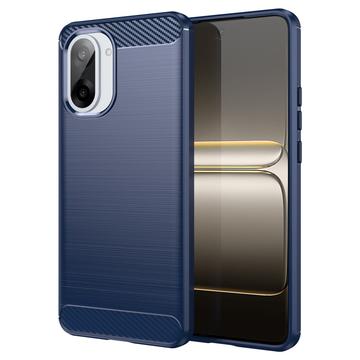 Coque OnePlus Ace 5 Racing/Nord CE5 en TPU Brossé - Fibre de Carbone - Bleue