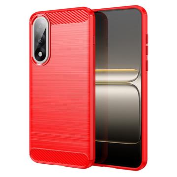Coque OnePlus Ace 5 Ultra/Nord 5 en TPU Brossé - Fibre de Carbone - Rouge
