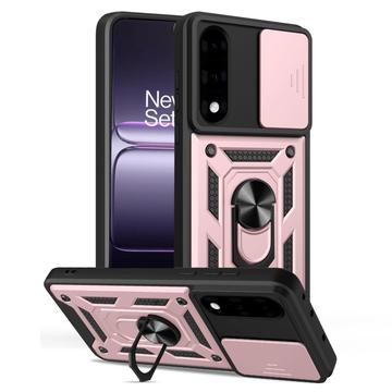 Coque Hybride OnePlus Nord 5 à Anneau Rotatif avec Protection pour Appareil Photo - Rose Doré