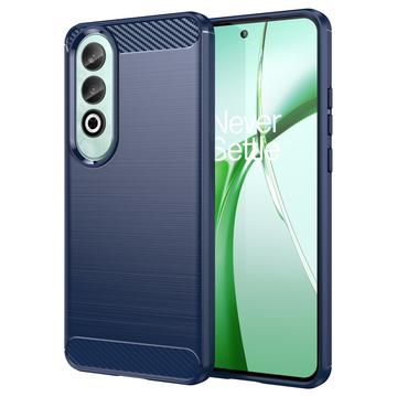 Coque OnePlus Nord CE4 en TPU Brossé - Fibre de Carbone - Bleue