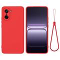 Coque OnePlus Nord CE5 en silicone liquide avec dragonne - Rouge