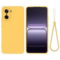 Coque OnePlus Nord CE5 en silicone liquide avec dragonne - Jaune