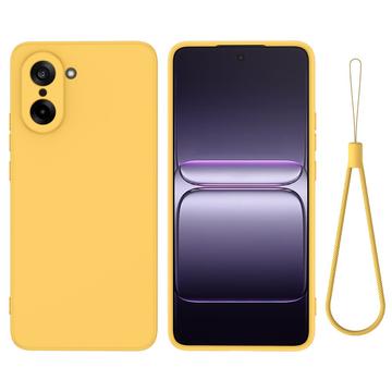 Coque OnePlus Nord CE5 en silicone liquide avec dragonne - Jaune