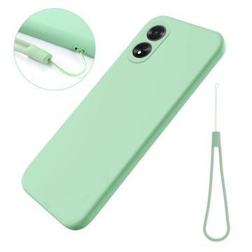 Coque Oppo A18/A38 en silicone liquide avec dragonne - Verte