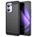 Coque Oppo Reno13 F en TPU Brossé - Fibre de Carbone - Noire