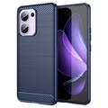 Coque Oppo Reno13 F en TPU Brossé - Fibre de Carbone - Bleue