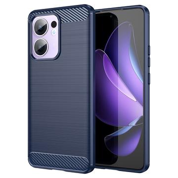 Coque Oppo Reno13 F en TPU Brossé - Fibre de Carbone - Bleue