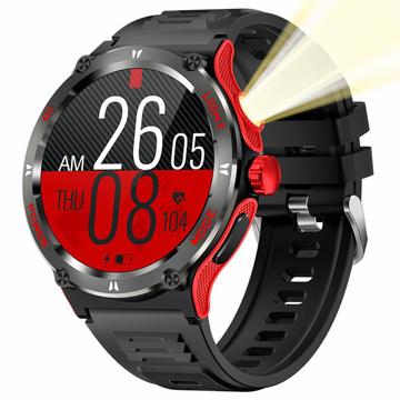 Montre intelligente KT76 étanche pour l\'extérieur avec boussole, lampe de poche - 1.53"