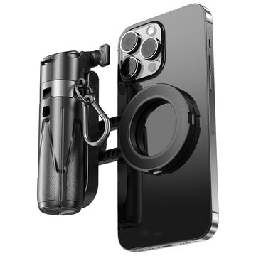 P15-C Bâton magnétique 2-en-1 pour selfie et trépied avec lumière RVB - Noir