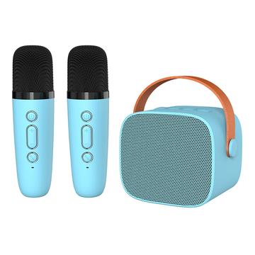 Enceinte Bluetooth karaoké pour enfants P2 avec 2 microphones - Bleu