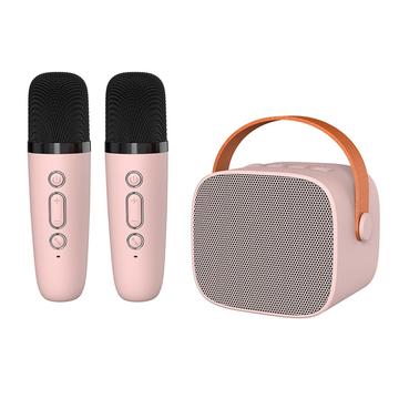 Enceinte Bluetooth karaoké pour enfants P2 avec 2 microphones - Rose