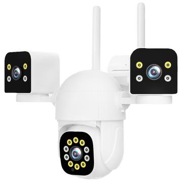 Caméra de surveillance WiFi PTZ triple objectif PC288-B3Y10-2MP avec carte mémoire de 64 Go