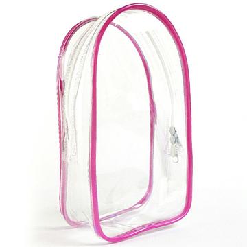 Sac de rangement en PVC avec porte-clés pour peluches et mini-figurines Labubu de 17cm - Rose vif / Transparent