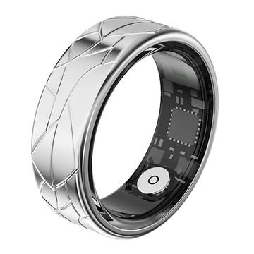 PX02 Crack Design smart ring multifonction avec contrôle photo - Taille : 17.4mm - Argent