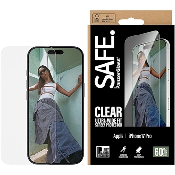 Protecteur d\'écran en verre trempé iPhone 17 Pro PanzerGlass Safe Ultra-Wide Fit - 9H - Clair
