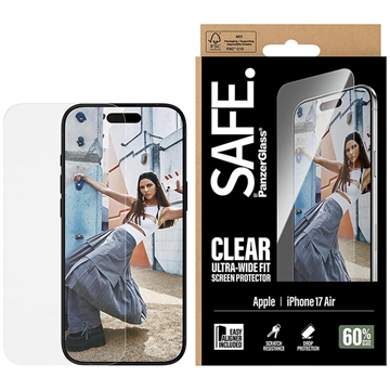 Protecteur d\'écran en verre trempé iPhone Air PanzerGlass Safe Ultra-Wide Fit - 9H - Clair