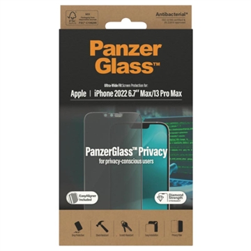 Protecteur d\'Écran iPhone 13 Pro Max/14 Plus PanzerGlass Ultra-Wide Fit Privacy - Noir