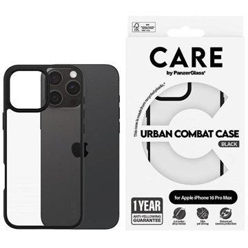 Coque iPhone 16 Pro Max PanzerGlass Care Urban Combat - Noire / Transparente