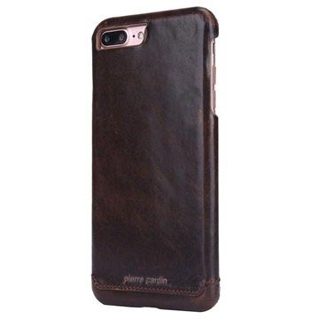 Coque en Cuir Pierre Cardin pour iPhone 7 Plus / iPhone 8 Plus - Café