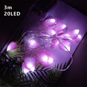 Guirlande de lumières LED roses avec cœurs - 3m