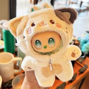 Combinaison à capuche en peluche pour poupée Labubu 17cm - Chat