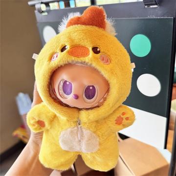 Combinaison à capuche en peluche pour poupée Labubu 17cm - Chick
