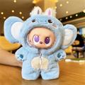 Combinaison à capuche en peluche pour poupée Labubu 17cm - Elephant