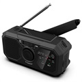 Radio d'urgence Portable Multifonctionnelle à Manivelle et Alarme SOS - Noir