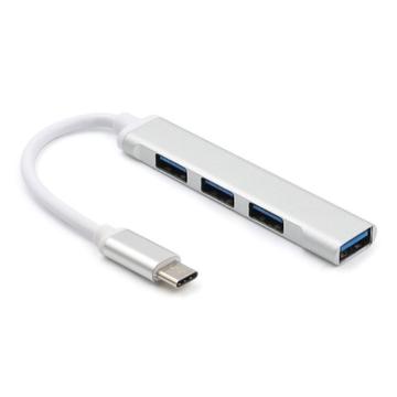 Hub USB-C Premium avec 4 ports USB-A - Aluminium - Argent