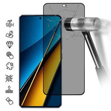 Protecteur d\'Écran Xiaomi Poco X6 Pro en Verre Trempé Privacy Full Cover - Bord Noir