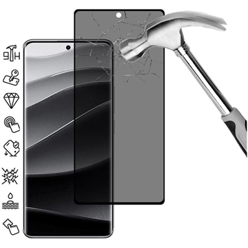 Protecteur d\'Écran Xiaomi Redmi Note 14 Pro+ 5G/13 Pro+ en Verre Trempé Privacy Full Cover - Bord Noir