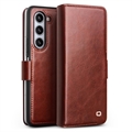 Etui Portefeuille Samsung Galaxy Z Fold5 en Cuir Qialino Classic - Marron Foncé