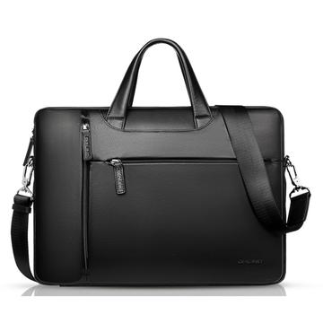 Qialino Sacoche pour ordinateur portable en cuir véritable - 13" - Noir