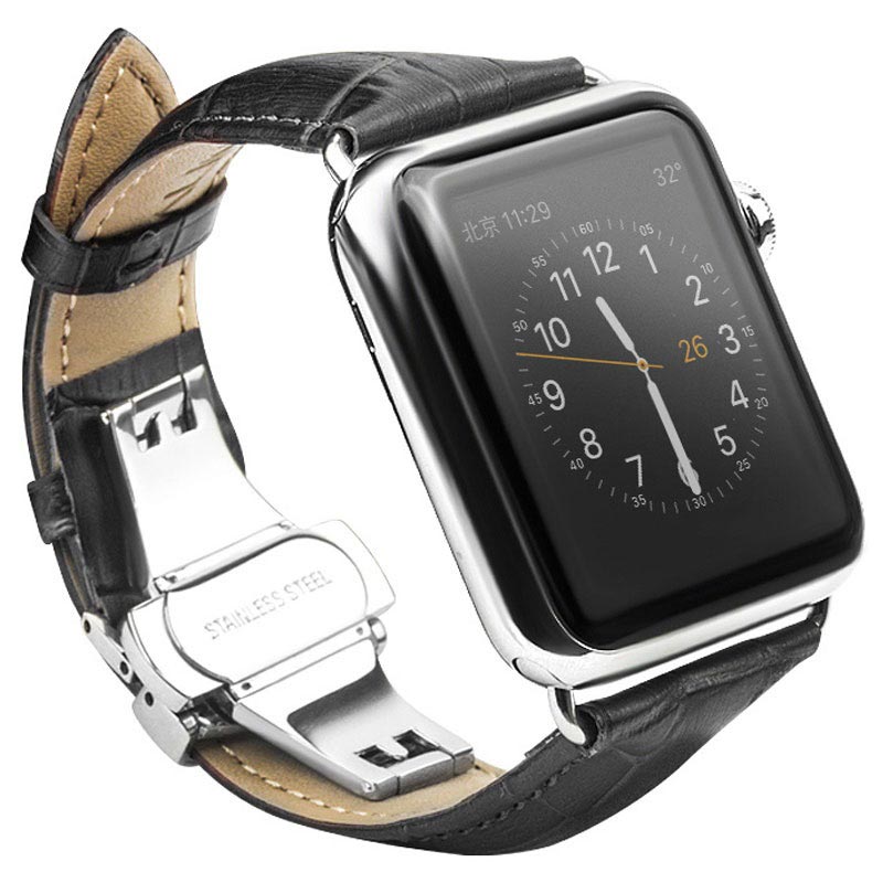 Bracelet en Cuir Qialino pour Montre Apple Watch Series Ultra  2/Ultra/9/8/SE (2022)/7/SE/6/5/4/3/2/1 - 49mm/45mm/44mm/42mm