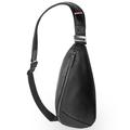Qialino Premium Sac bandoulière/sac banane en cuir - Noir