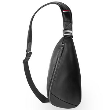 Qialino Premium Sac bandoulière/sac banane en cuir - Noir