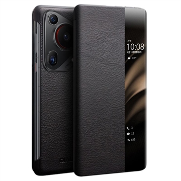 Étui à Rabat Huawei Pura 70 Ultra en Cuir Qialino Smart View - Classique - Noir