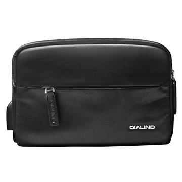 Sac banane en cuir avec port USB Qialino Tactical - Noir